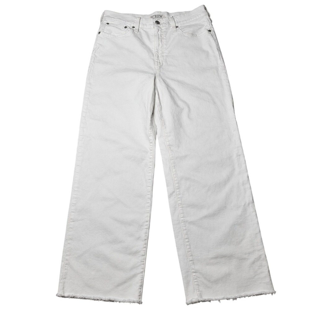 J Crew Slim Wide Leg Jeans Winter White Wash Raw Hem Jeans Minimalist Preppy 29 - Picture 3 of 10